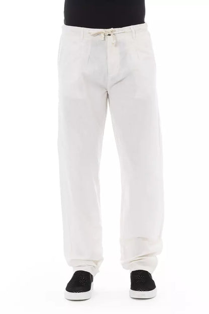 White Cotton Men Trouser