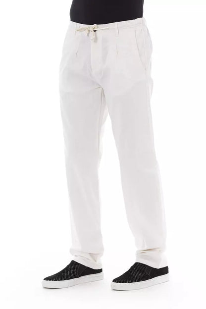 White Cotton Men Trouser