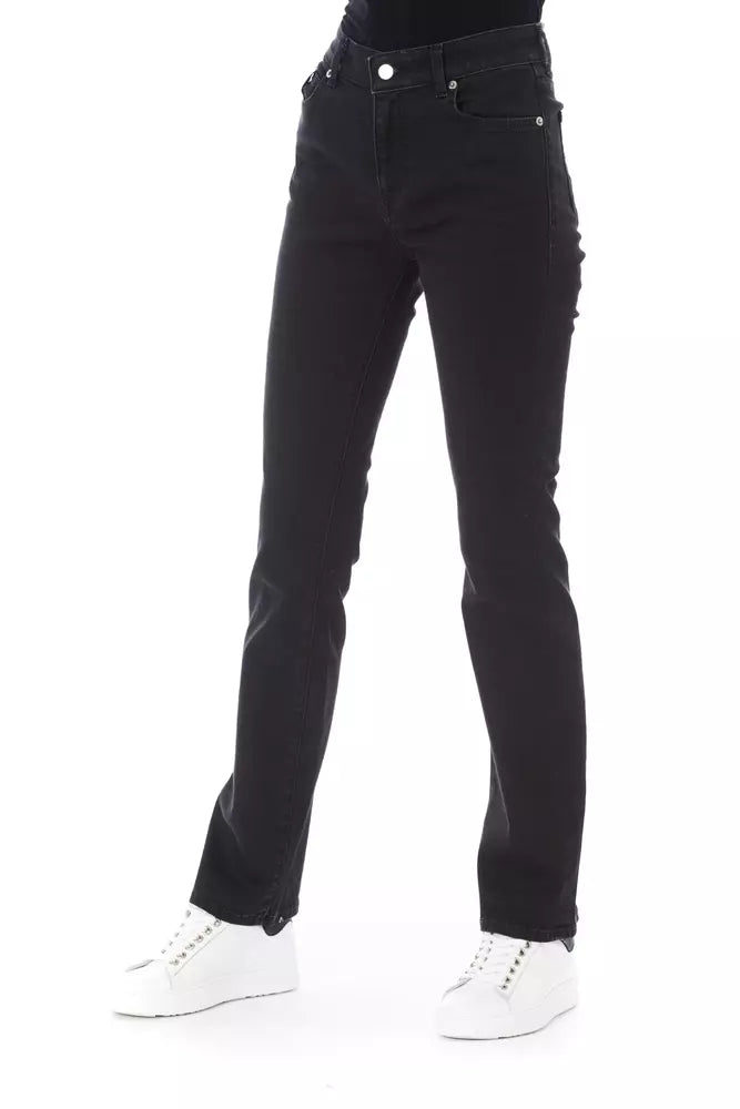 Elegante zwarte katoenen stretchjeans