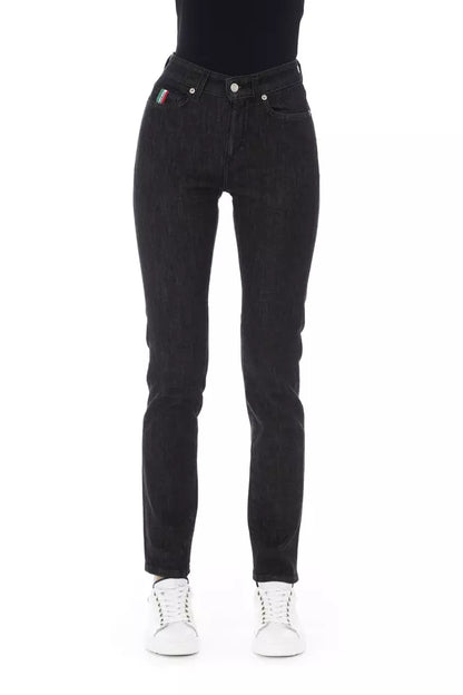 Chique driekleurige accent zwarte jeans