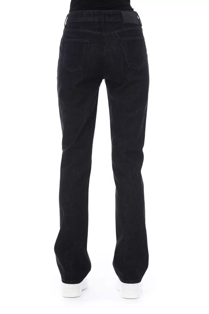 Chique driekleurige accent zwarte jeans