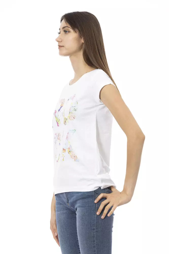 Camiseta blanca elegante con detalle de estampado frontal