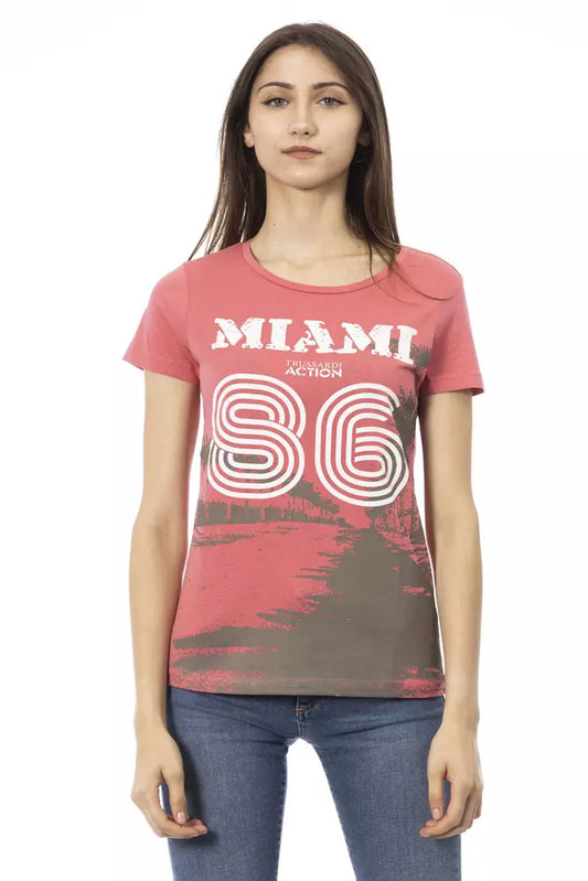 Chique roze T-shirt met elegante print op de voorkant