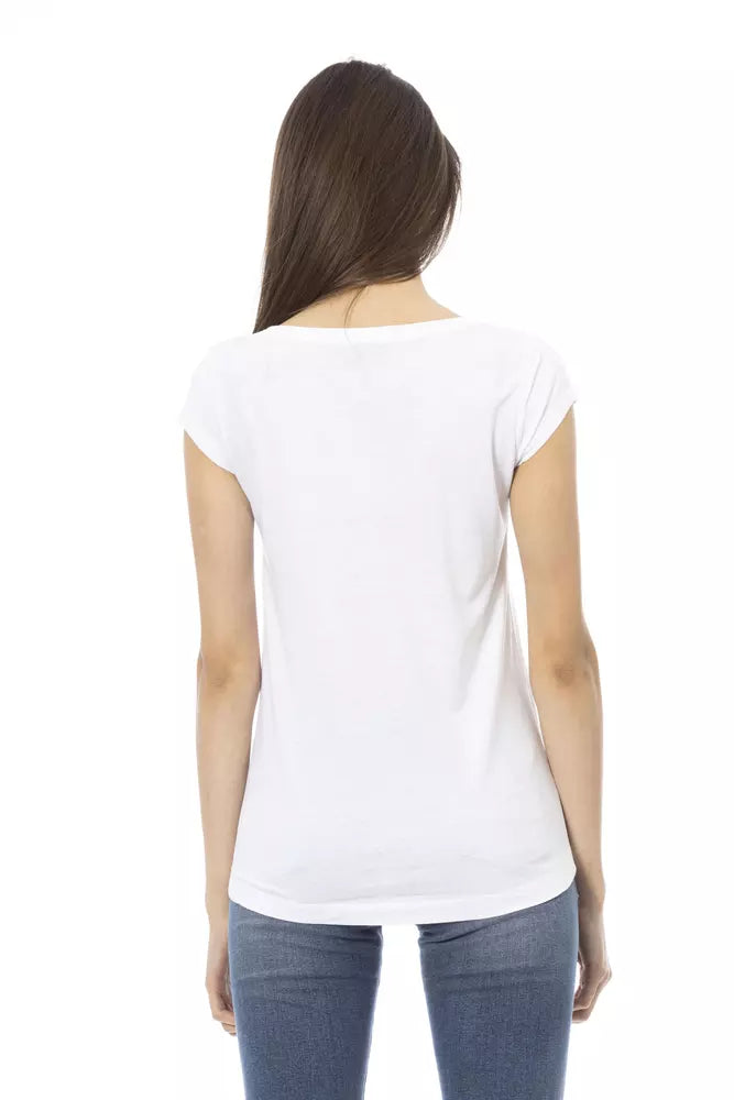 Camiseta blanca elegante con detalle de estampado frontal