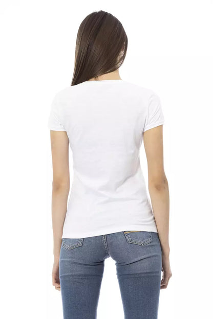 Camiseta elegante con cuello en V y elegancia gráfica