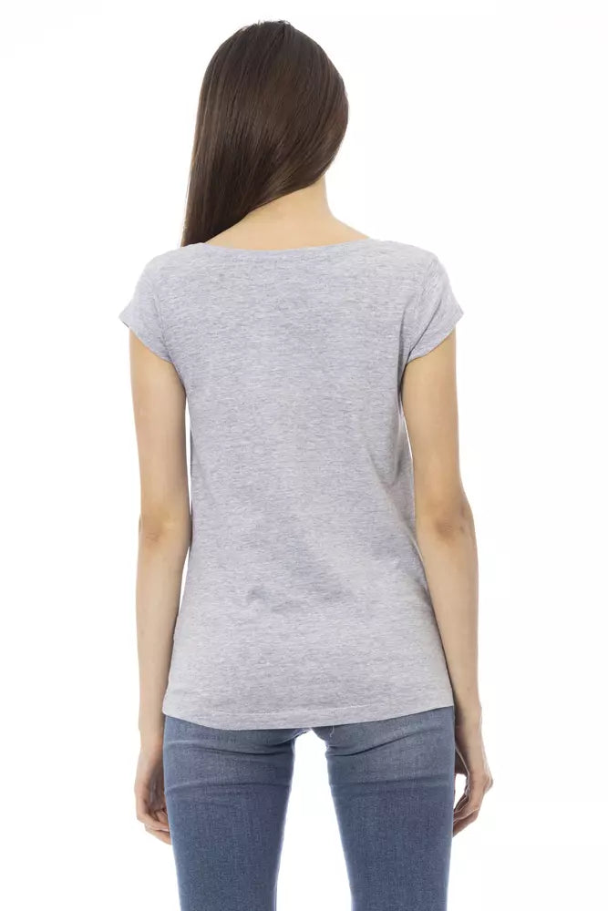 Camiseta elegante de mezcla de algodón gris