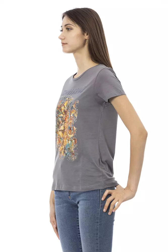 Elegant grijs chic T-shirt met korte mouwen