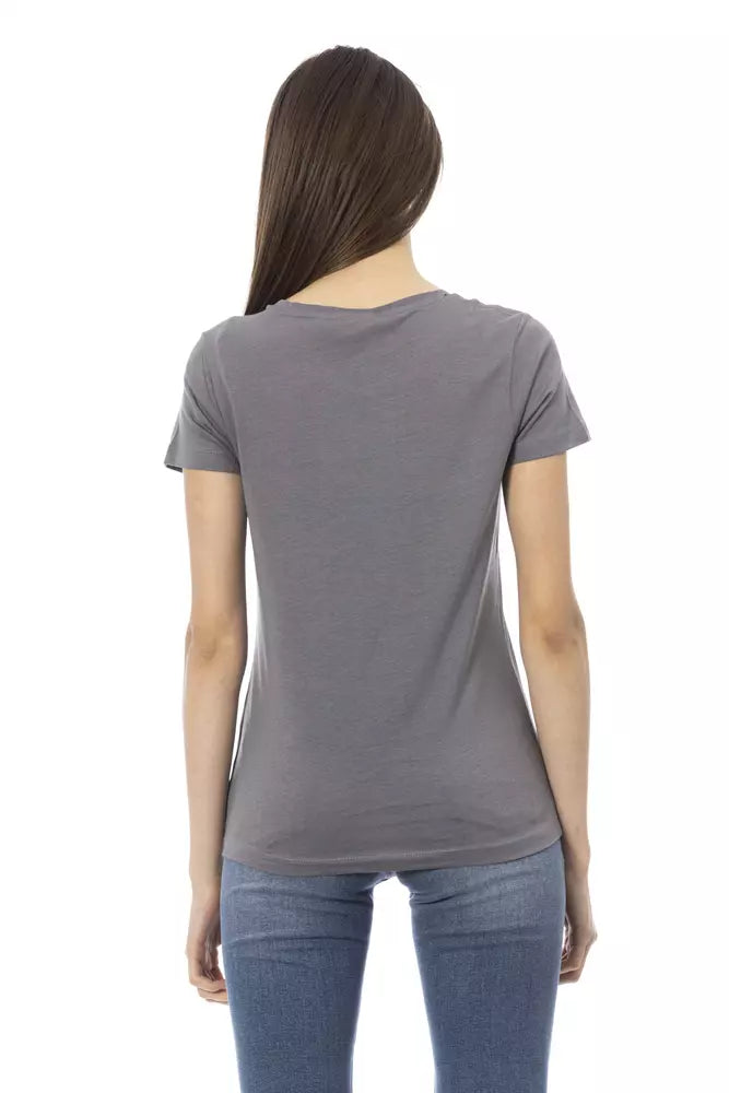 Elegant grijs chic T-shirt met korte mouwen