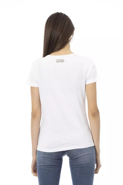 Elegante camiseta blanca con estampado frontal elegante