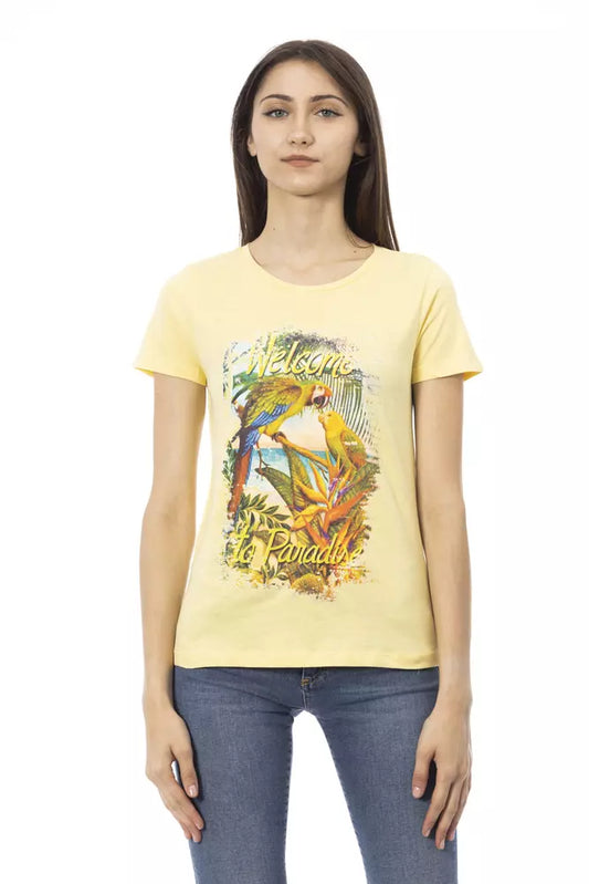 Yellow Cotton Women T-Shirt