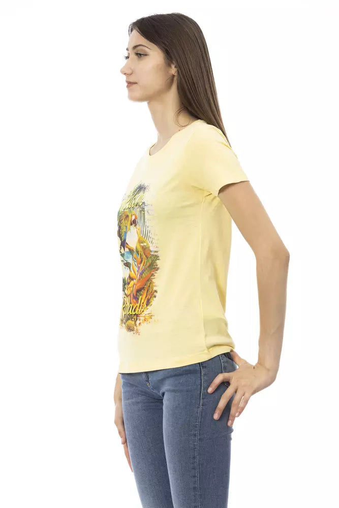 Yellow Cotton Women T-Shirt