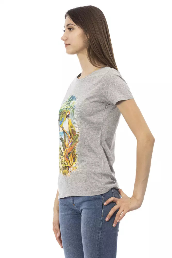 Camiseta gris elegante de manga corta en mezcla de algodón