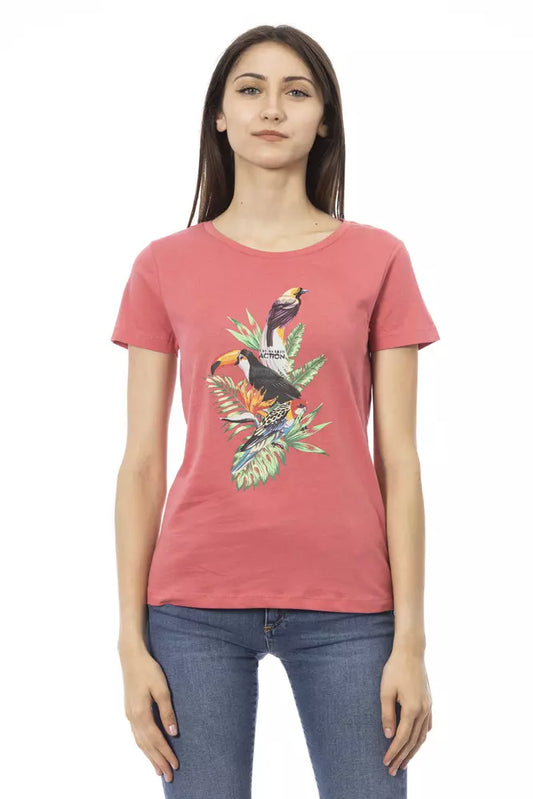 Elegant roze katoenmix T-shirt