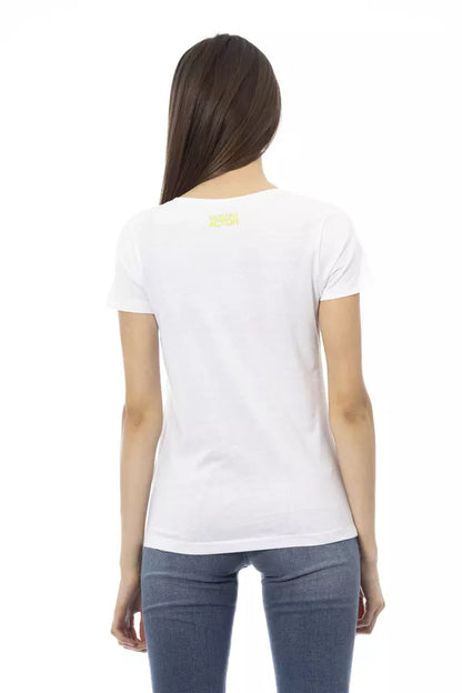 Elegant wit T-shirt met korte mouwen en print op de voorkant