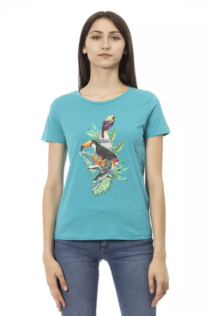 Elegant lichtblauw T-shirt met korte mouwen