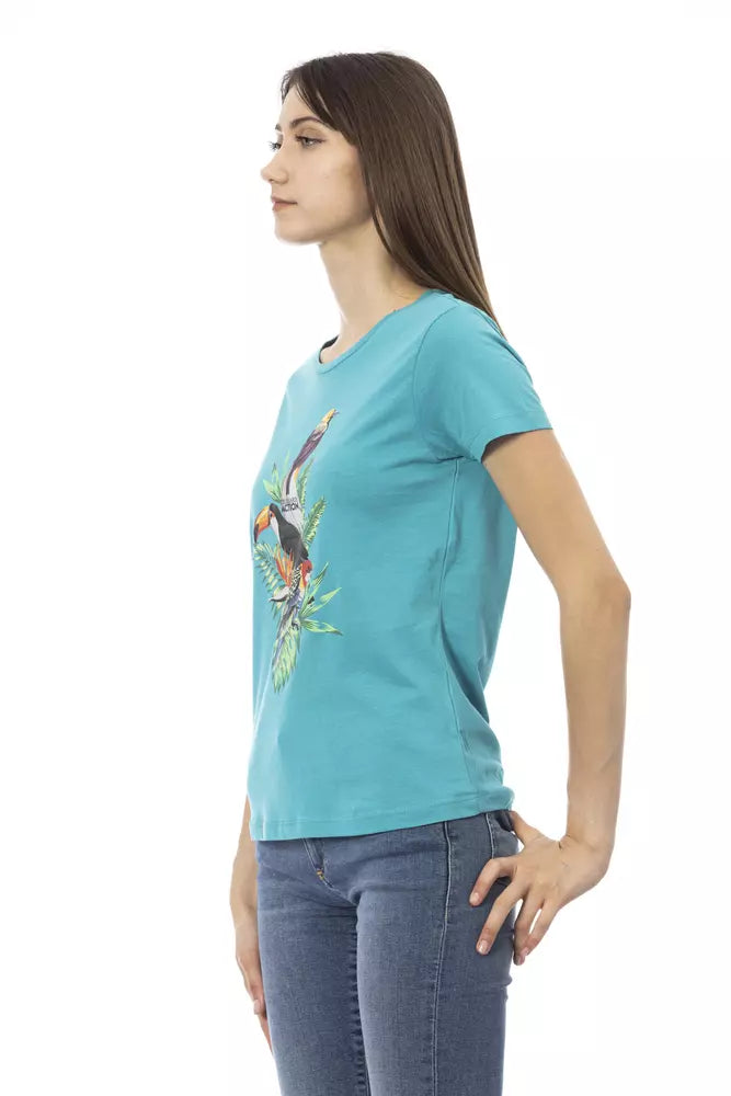 Elegant lichtblauw T-shirt met korte mouwen