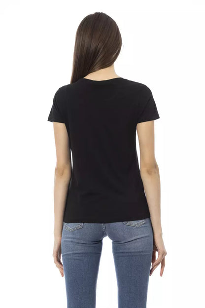 Black Cotton Women T-Shirt