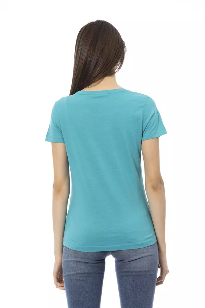 Elegant lichtblauw T-shirt met korte mouwen