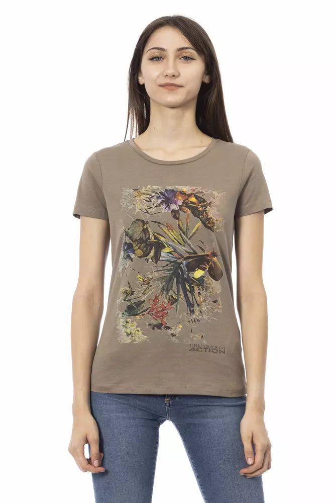 Elegant bruin T-shirt met chique print op de voorkant