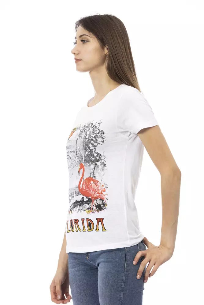 Elegant wit T-shirt met korte mouwen en chique print