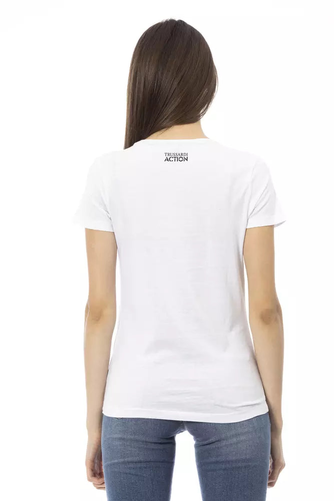 Elegant wit T-shirt met korte mouwen en chique print