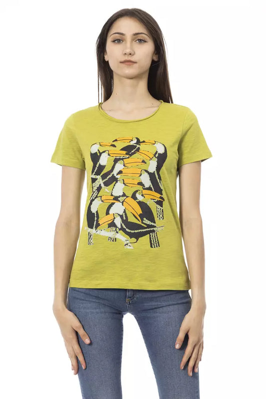 Elegant groen T-shirt met chique print op de voorkant