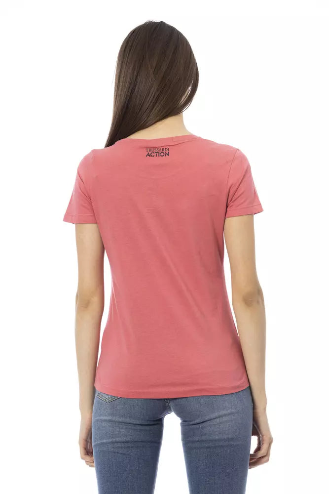 Elegante camiseta con estampado rosa para looks modernos de verano