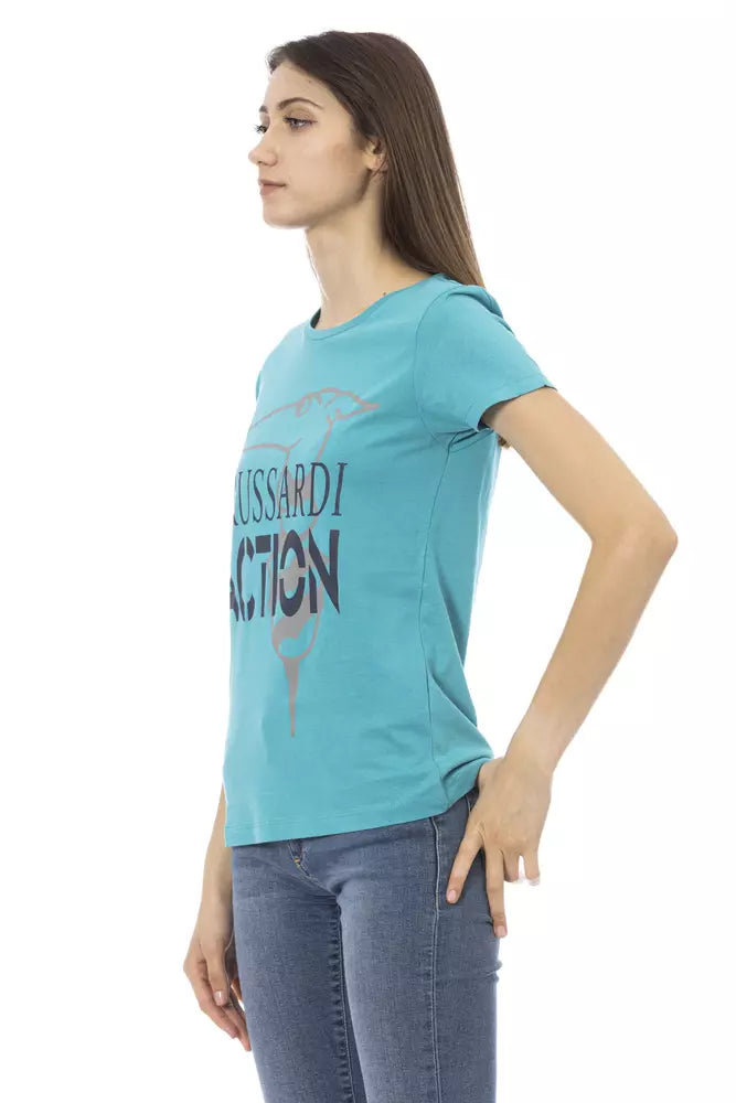 Elegante camiseta de manga corta azul claro