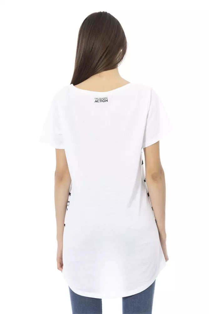 Camiseta elegante de mezcla de algodón blanca