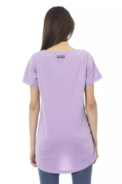 Camiseta morada elegante de manga corta con cuello redondo