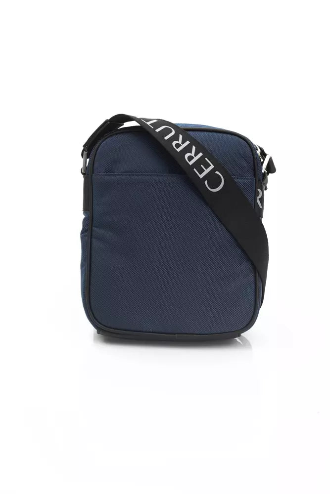 Bolso Messenger Elegante De Nylon-Piel Azul