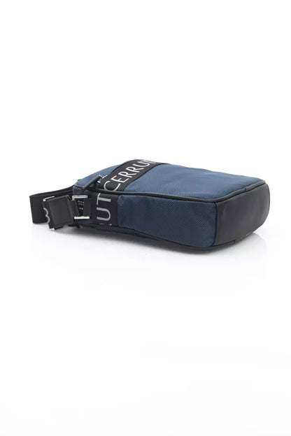 Bolso Messenger Elegante De Nylon-Piel Azul