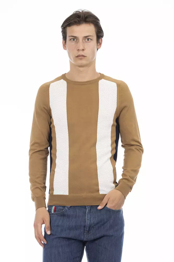 Jersey elegante de algodón con cuello redondo