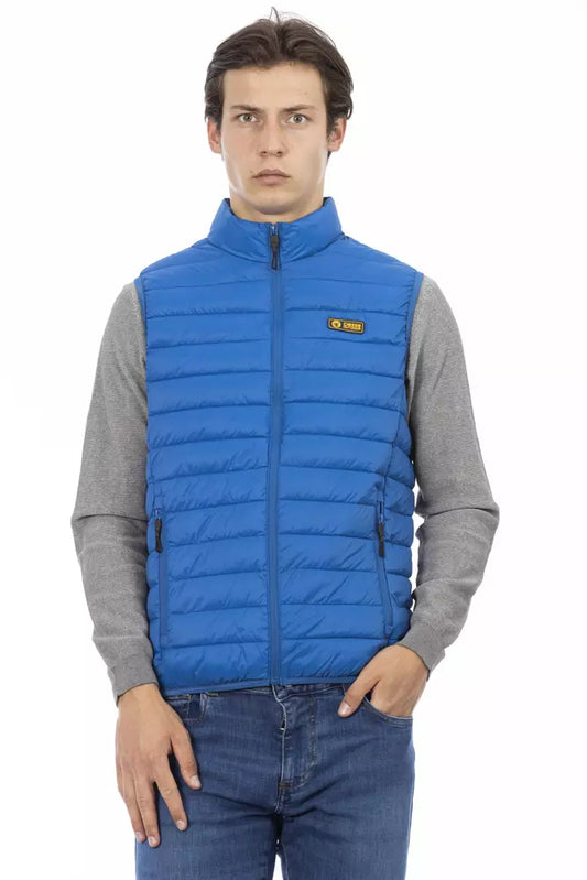 Blue Polyester Men Jacket