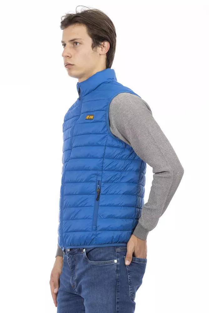 Blue Polyester Men Jacket