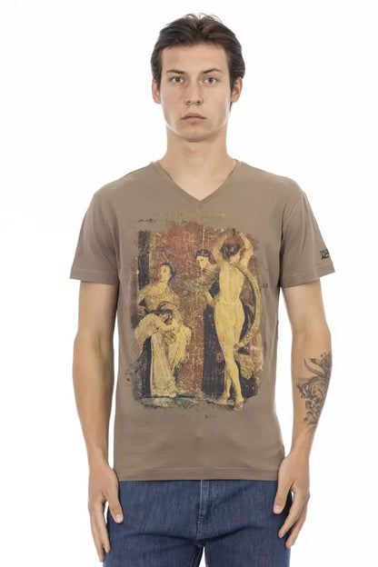 Brown Cotton Men T-Shirt