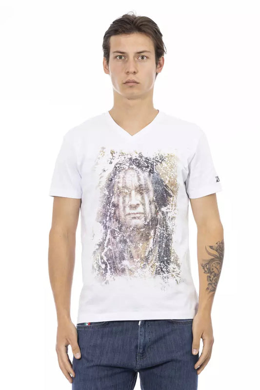 Elegant T-shirt met V-hals en chique print op de voorkant