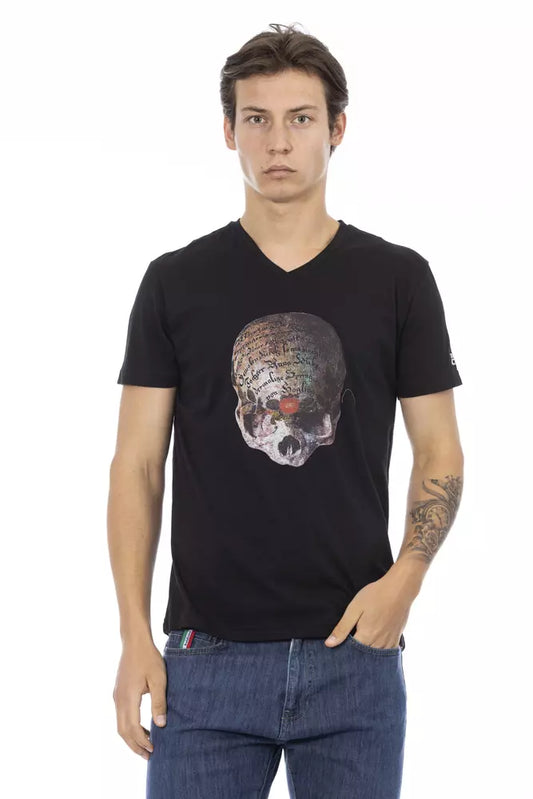 Camiseta elegante con cuello en V y estampado frontal