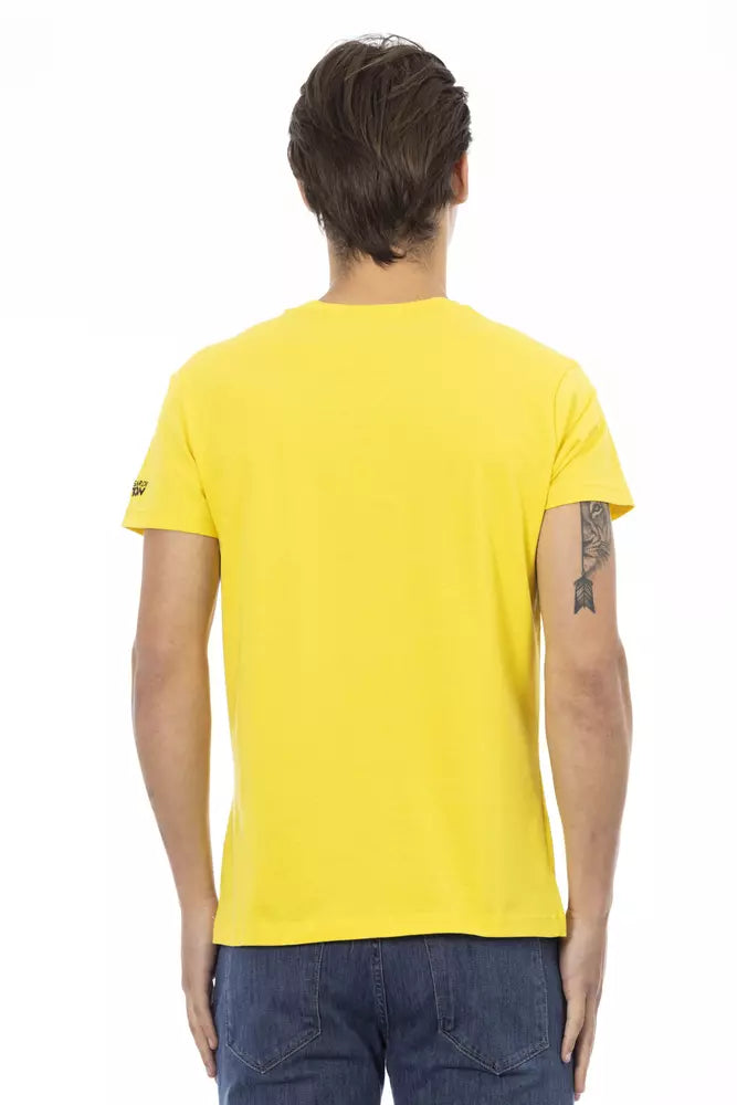 Zonneschijngeel T-shirt met V-hals en grafische charme