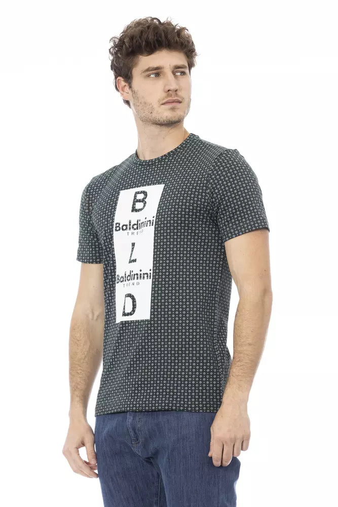 Elegant groen katoenen T-shirt met print op de voorkant