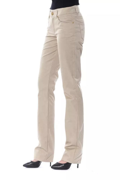 Beige Cotton Women Pant