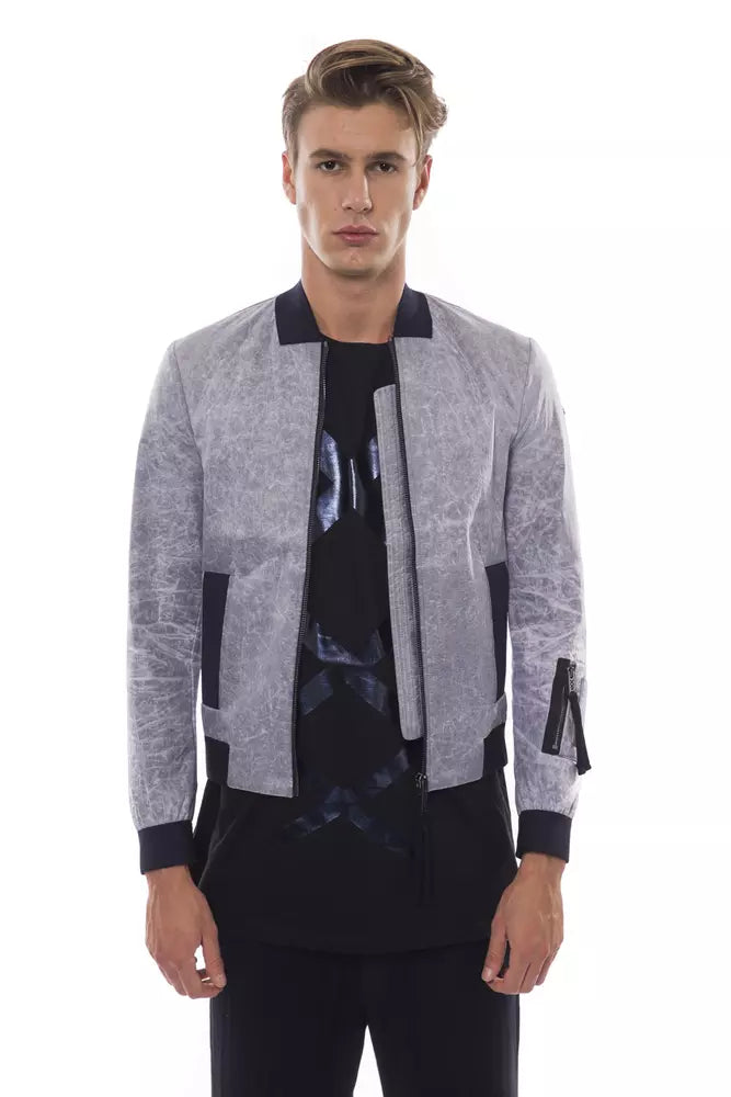 Gray Polyester Men Jacket