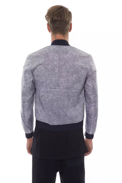 Gray Polyester Men Jacket