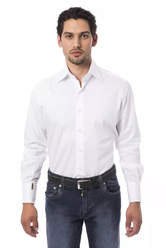 Camisa elegante de algodón con monograma bordado