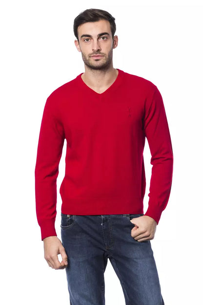 Red Merino Wool Men Sweater