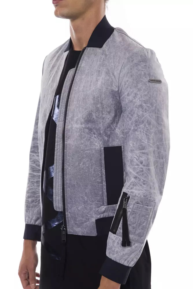 Gray Polyester Men Jacket