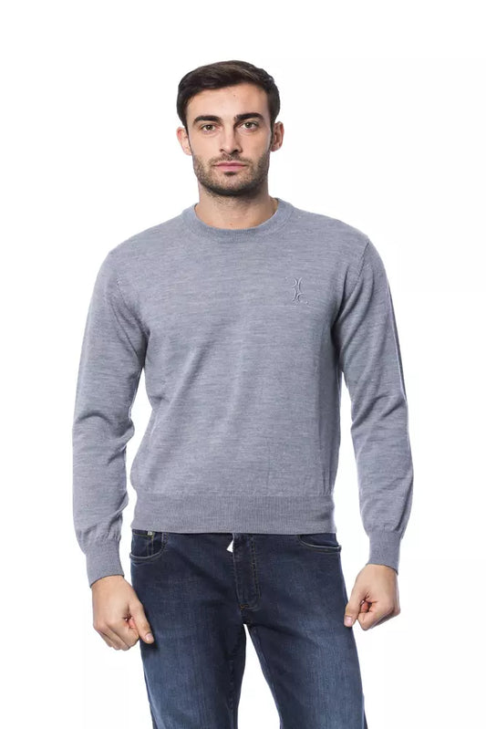 Gray Merino Wool Men Sweater