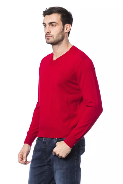 Red Merino Wool Men Sweater