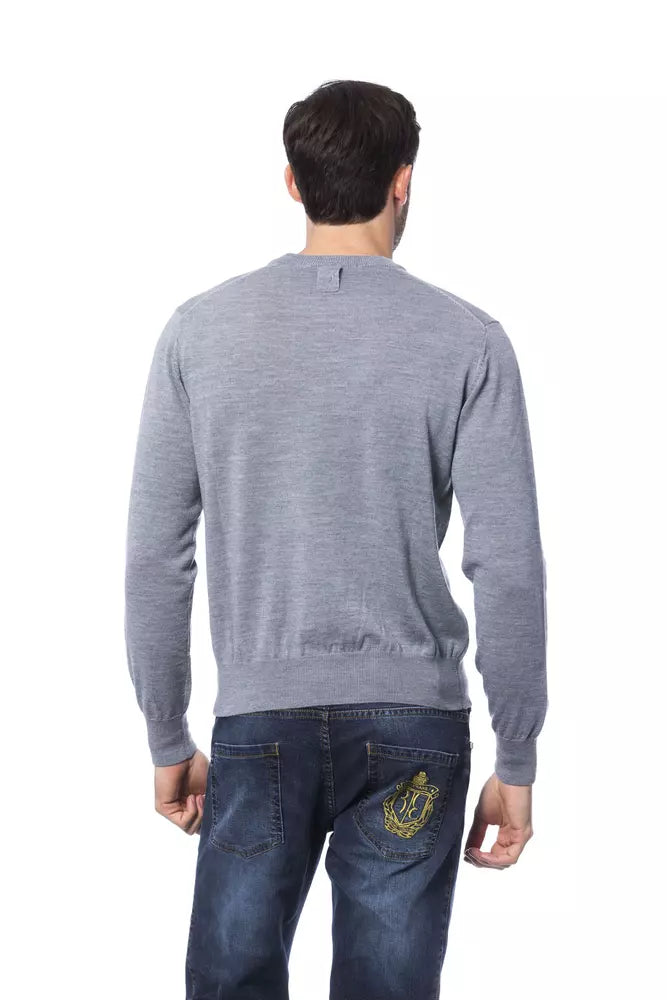 Gray Merino Wool Men Sweater