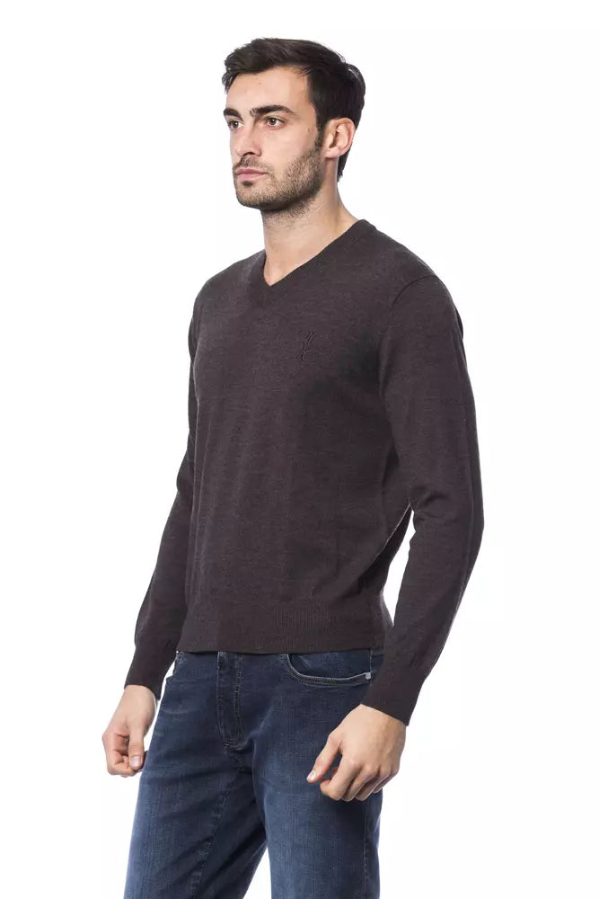 Brown Merino Wool Men Sweater